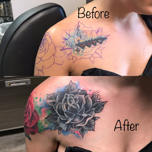 Explore back of ear tattoo ideas, creative tattoo ideas in Ocala, available at The Tattoo Gallery of Ocala LLC