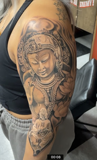 Explore hamsa hand tattoo ideas, creative tattoo ideas in Las Vegas, available at Pogi Tattoo Shop