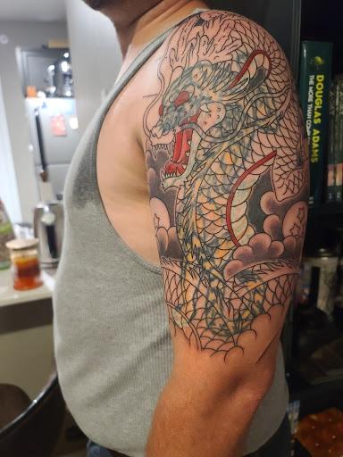 Explore eagle and flag tattoo ideas, creative tattoo ideas in Austin, available at Moms Tattoos