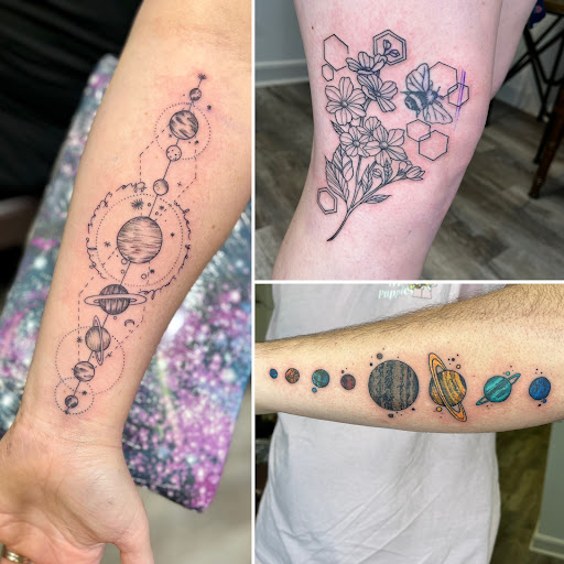 Explore swirl tattoo ideas, creative tattoo ideas in Greensboro, available at Dogwood Ink