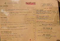 Menu / carte de Madéluce à Aix-les-Bains