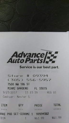 Auto Parts Store «Advance Auto Parts», reviews and photos, 7500 NW 186th St, Miami Gardens, FL 33015, USA