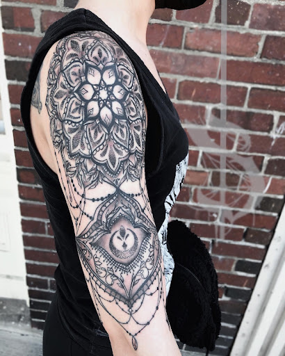 Explore tattoo leg sleeve ideas, creative tattoo ideas in Lopez Island, available at Soot and Bone Body Art Studio