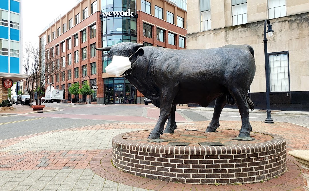 Major Durham bull bronze sculpture