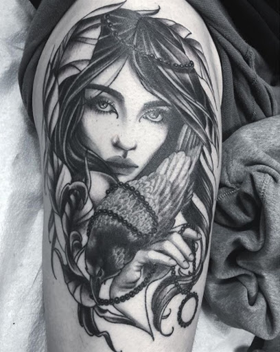 Explore tattoo ideas for back of the neck, creative tattoo ideas in Baldwin, available at Salvation Tattoo