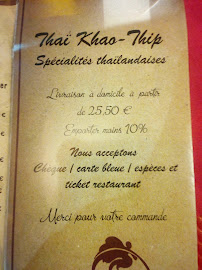 Thai Khao Thip à Nancy menu