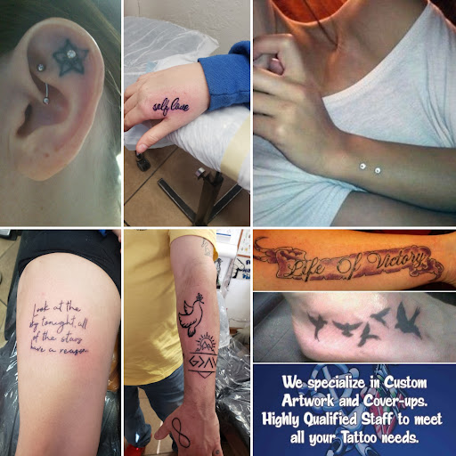Explore tattoo letters ideas, creative tattoo ideas in Elko, available at Tom Custom Tattoos and Body Piercing Studio