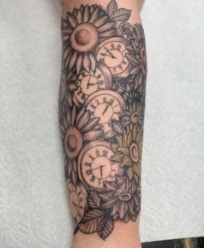 Explore hip tattoo ideas, creative tattoo ideas in Mckinney, available at Borrowed Time Fine Art Gallery Tattoo Shop