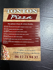 Menu / carte de Tonton pizza à Saint-Georges-du-Vièvre