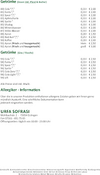 URFA SOFRASI à Eislingen menu
