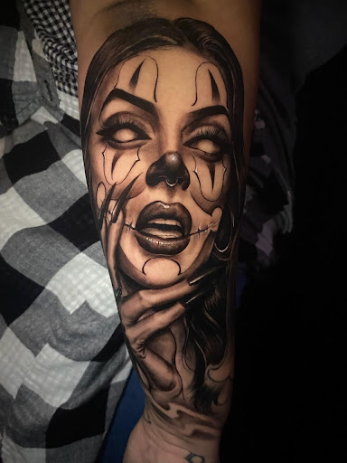 Explore thigh tattoos ideas for guys, creative tattoo ideas in Albany, available at Primal Instincts Body Art Studio