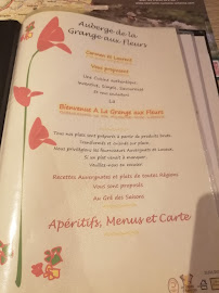 Restaurant français La Grange Aux Fleurs à Sarran, Champs-sur-Tarentaine à Champs-sur-Tarentaine-Marchal (le menu)