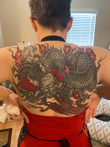 Explore men thigh tattoo ideas, creative tattoo ideas in Denver, available at Certified Tattoo Studios