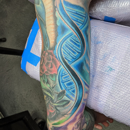 Explore upper shoulder tattoo ideas, creative tattoo ideas in Crystal Lake, available at Monster Ink Tattoo & Piercing Studio