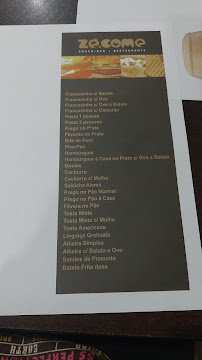 Restaurant Ze.Come à Vila Real (le menu)