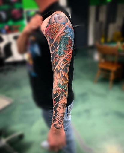 Explore elephant tattoo ideas for men, creative tattoo ideas in Roanoke, available at Saint Cecilias Art Studio
