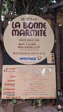 Restaurant créole La Bonne Marmite à Saint-Paul (le menu)