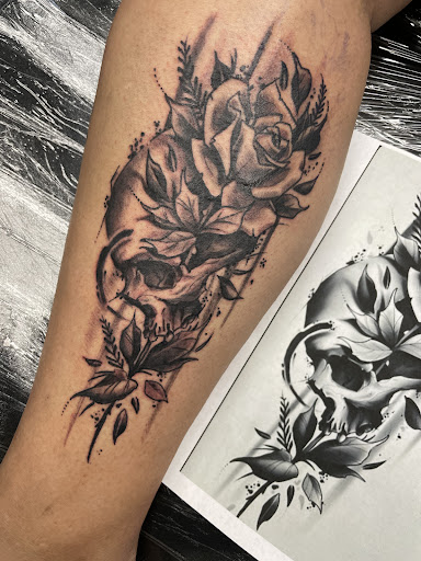 Explore race car tattoo ideas, creative tattoo ideas in Abilene, available at Lino Ink Tattoo Studio