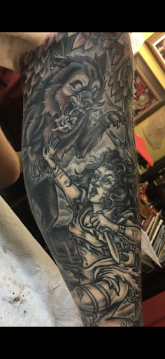 Explore blue flame tattoo ideas, creative tattoo ideas in Asbury Park, available at Old Glory Tattoo Co.