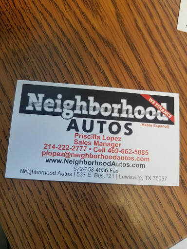 Used Car Dealer «Neighborhood Autos», reviews and photos, 537 TX-121 BUS, Lewisville, TX 75057, USA