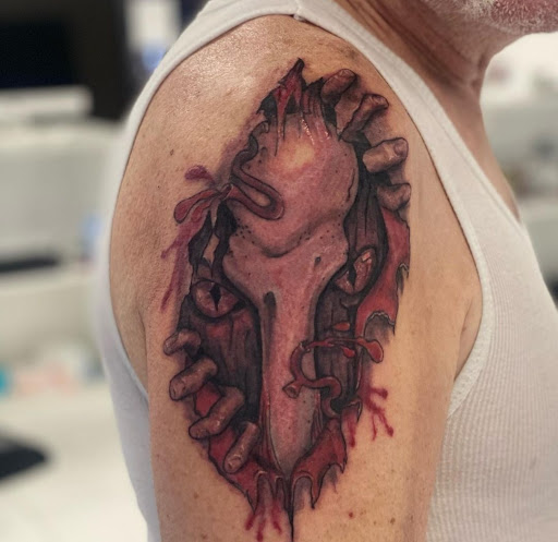 Explore male shoulder tattoo ideas, creative tattoo ideas in Lockeford, available at Lucky You Tattoos Lockeford