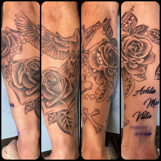 Explore medium tattoo ideas, creative tattoo ideas in Mckinney, available at Borrowed Time Fine Art Gallery Tattoo Shop