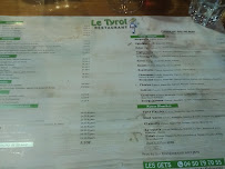 Menu / carte de restaurant Le Tyrol à Les Gets