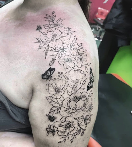 Explore upper shoulder tattoo ideas, creative tattoo ideas in Vancouver, available at Studio X Tattoos & Piercings