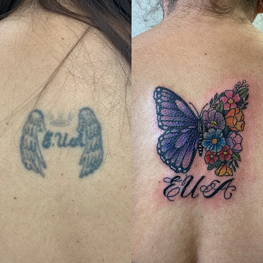 Explore chest cross tattoo ideas, creative tattoo ideas in Berwyn, available at Berwyn Custom Tattoo Co.