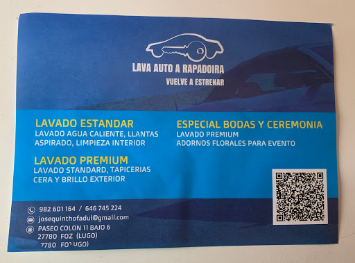 Lava auto A Rapadoira en Foz, Lugo