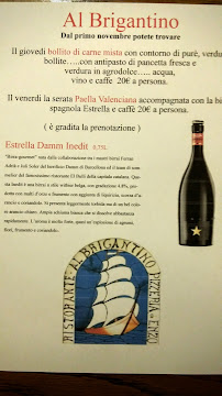 Carte du Al Brigantino Ristorante e Pizzeria à Jesolo