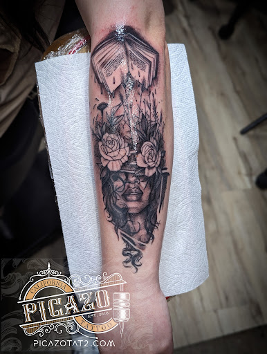 Explore leg piece tattoo ideas, creative tattoo ideas in Palm Desert, available at Picazo Tattoo Studio