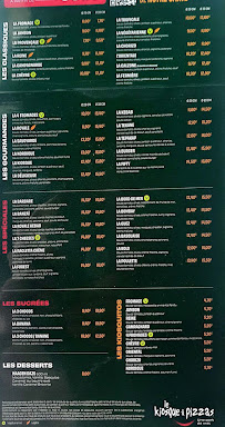 Menu du Le kiosque à pizzas de Rosporden à Rosporden