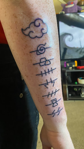 Explore anime forearm tattoo ideas, creative tattoo ideas in Lawrence, available at Standard Electric Tattooing