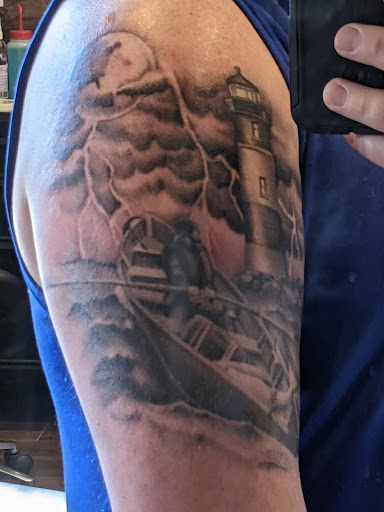 Explore spaceship tattoo ideas, creative tattoo ideas in Baldwinsville, available at Grand Line Tattoo