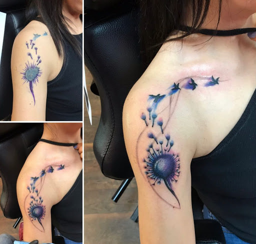 Explore evil angel tattoo ideas, creative tattoo ideas in Springdale, available at Tattoo Cartel