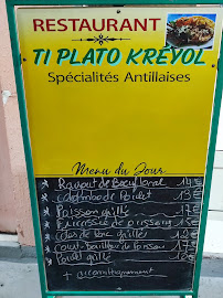 Menu / carte de Ti plato kreyol à Sainte-Anne
