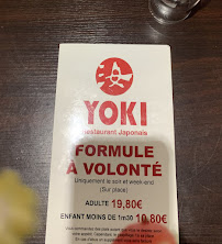 Menu du Yoki à Paris