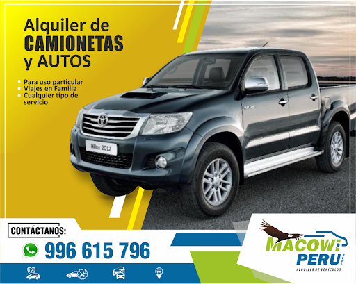 ✅ MACOWI PERU EIRL (oficial) - Alquiler de AUTOS, CAMIONETAS y MAQUINARIAS, en Arequipa