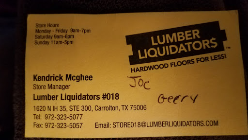 Flooring Store «Lumber Liquidators, Inc.», reviews and photos, 1620 S Interstate 35E STE 300, Carrollton, TX 75006, USA