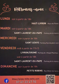 Menu / carte de Pizza'Mille à Livron-sur-Drôme