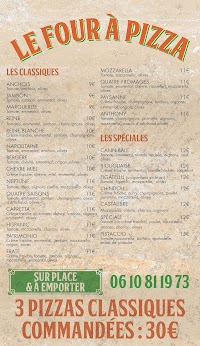 Menu du Le Four à Pizza à Saint-Florent
