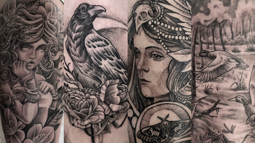 Explore sideburn tattoo ideas, creative tattoo ideas in Orange, available at North Quabbin Tattoo