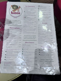 Chez Hanna à Paris menu