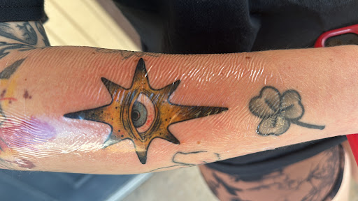 Explore lady justice tattoo ideas, creative tattoo ideas in Broken Arrow, available at Geek Ink Tattoo and Piercings