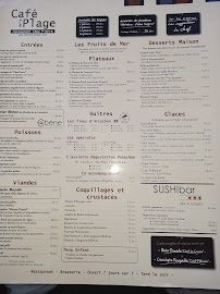 Carte du Café de la Plage - Restaurant Chez Pierre à Arcachon