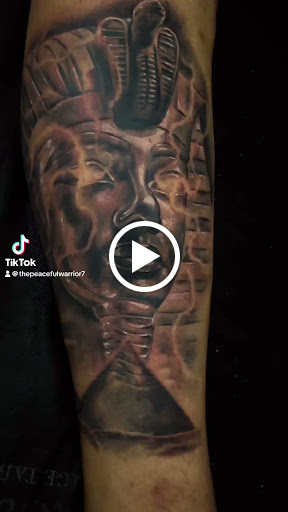 Explore portrait tattoo sleeve ideas, creative tattoo ideas in Huntsville, available at Art-I-Facts Tattoo Gallery