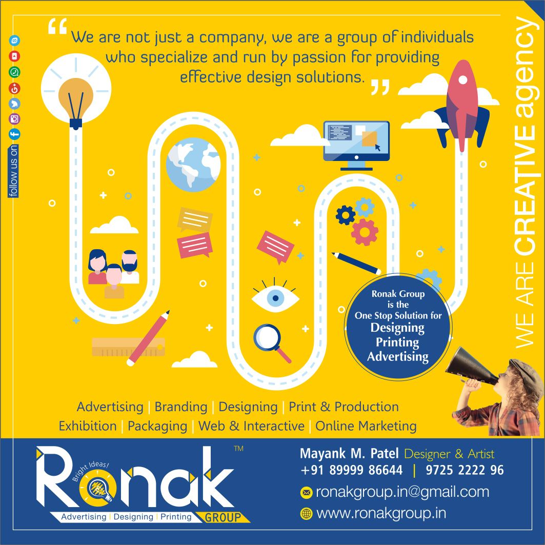 Ronak Group | Advertising | Designing | Printing | Website | Digital Media | LED Board & Signage Solutions Company in Ahmedabad, Gujarat, India.