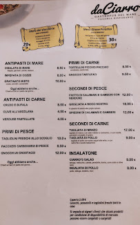 Menu du Da Ciarro Ristorante Pizzeria à Fano