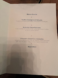 Les Climats à Paris menu